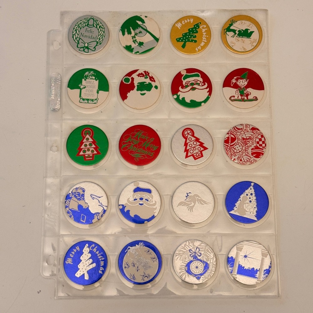 Vintage Christmas Milk Cap Pogs Lot of 20 Santa Tree Holiday 90s Collectibles